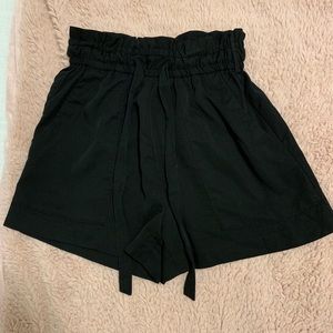 Black H&M Conscious paperbag high waisted shorts